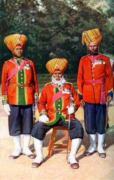 Ufficiali del 15° Ludhiana Sikhs, esercito indiano, India, 1922 da Bourne and Shepherd