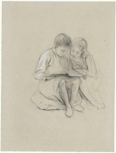 Due bambini che leggono da Bramine Hubrecht