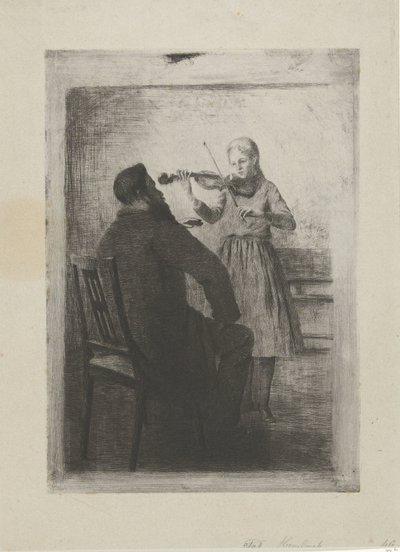 Ragazza che suona il violino e un uomo da Bramine Hubrecht