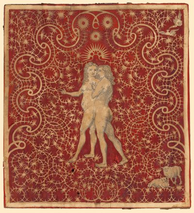 Adamo ed Eva nel giardino con una coppia di pecore e una coppia di colombe da British 18th Century