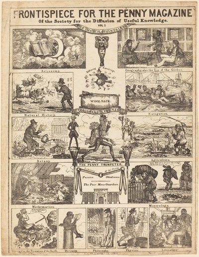 Frontespizio per il Penny Magazine della Society for the Diffusion of Knowledge da British 19th Century