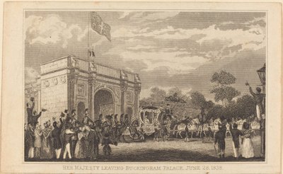 Sua Maestà lascia Buckingham Palace, 28 giugno 1838 [metà sinistra] da British 19th Century