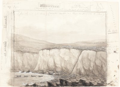 Schizzo di barche vicino a una scogliera da British 19th Century