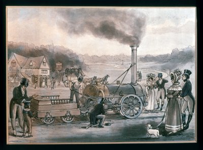Impressione artistica della "Northumbrian" di Robert Stephenson da British School