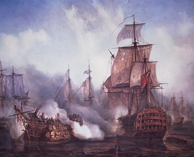 Battaglia di Trafalgar nel 1805 da British School