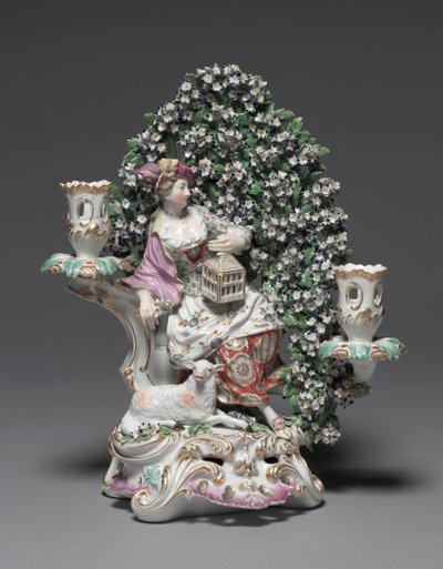 Candelabro con pastorella, produttore Derby Porcelain Factory da British School