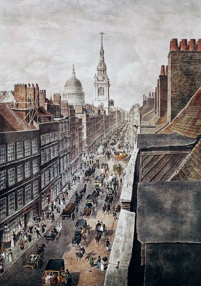 Via Cheapside a Londra, incisione, Inghilterra, Regno Unito da British School