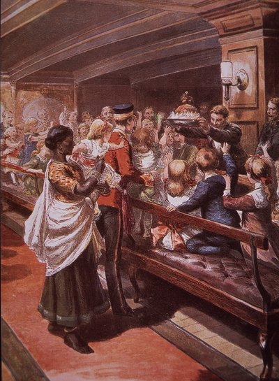 Cena di Natale su una nave da truppe britannica diretta in Inghilterra dall