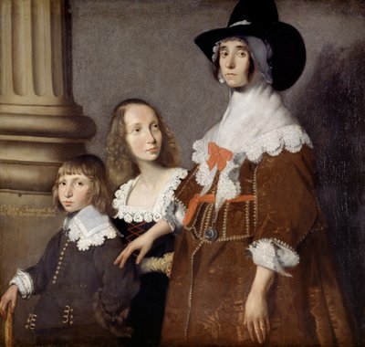 Hester Tradescant e i suoi figliastri, John e Frances, c. 1644 da British School
