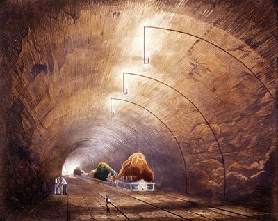 Rivoluzione industriale: tunnel ferroviario sulla linea Manchester - Liverpool. Tavola tratta da 