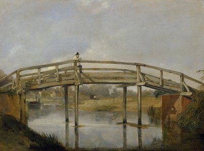 Paesaggio con fiume e ponte, c. 1830 da British School