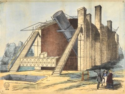 Il grande telescopio riflettore di Lord Rosse, a Parsonstown, Irlanda da British School