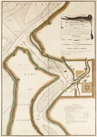 Mappa del fiume Hoogly, c.1777 (incisione) da British School