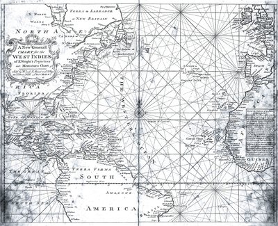 Mappa del Nord Atlantico di Mount e Page da British School