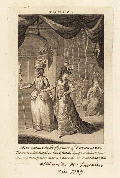Miss Ann Catley nel ruolo di Eufrosine nel Comus di John Milton da British School