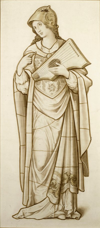 Musa della Poesia Lirica - Cartone per Vetrata (circa 1890) da British School