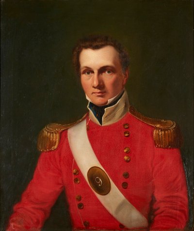 Ritratto di un gentiluomo in giacca militare rossa da British School