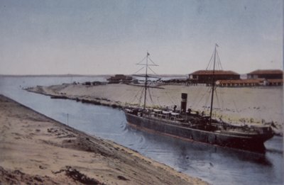 Nave che attraversa il Canale di Suez, fine XIX secolo da British School
