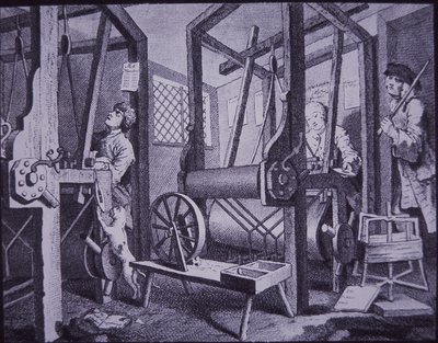 Tessitura a Spitalfields, Londra (incisione) da British School