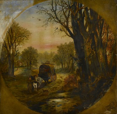 Paesaggio boschivo con carro, metà del XIX secolo da British School