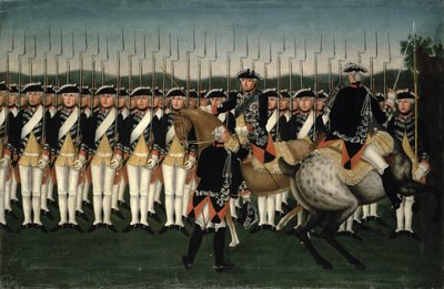 Friedrich II (1712-86) con il reggimento della guardia d