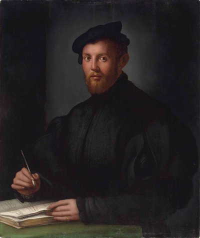 Ritratto di un giovane uomo in nero con un libro da Bronzino
