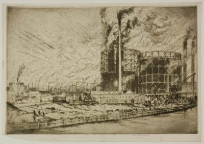 Chicago - Gas Tank Town, 29th St. e River da Bror Julius Olsson Nordfeldt