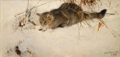 Un gatto che insegue un topo nella neve da Bruno Andreas Liljefors