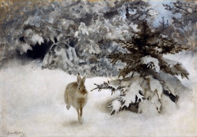 Una lepre nella neve da Bruno Andreas Liljefors