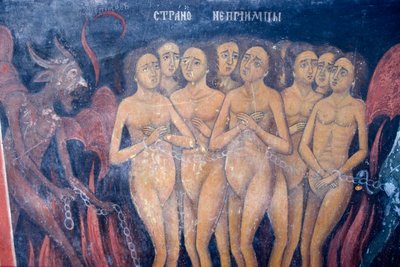 Bulgaria, Monastero di Rila, affresco nella chiesa della Natività della Vergine da Bulgarian School