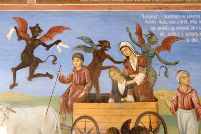 Bulgaria, Monastero di Rila, affresco nella chiesa della Natività della Vergine da Bulgarian School