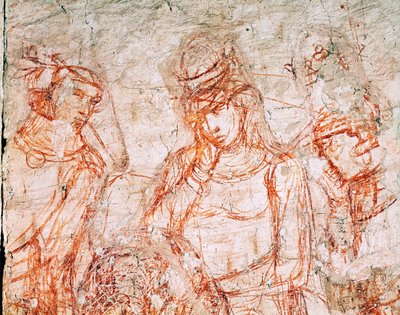 Sinopia di un gruppo di cacciatori, Trionfo della Morte, affresco ... (affresco) da Buonamico Buffalmacco