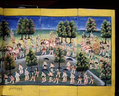 Scena di merito, pagina da un manoscritto da Burmese School