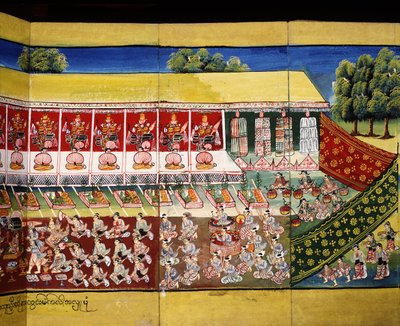 Scena di merito, pagina da un manoscritto da Burmese School