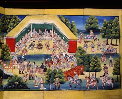 Scena di merito, pagina da un manoscritto da Burmese School