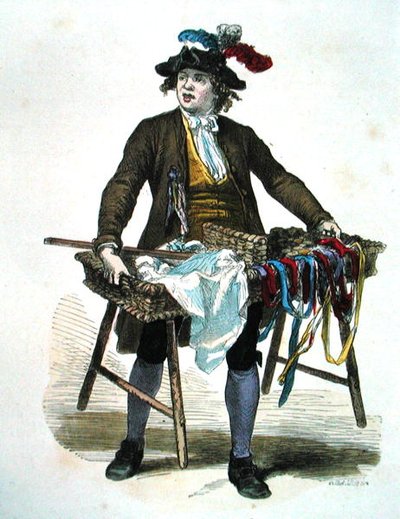 Venditore di nastri nel 1774 da Burn (fl.1840 60) Smeeton