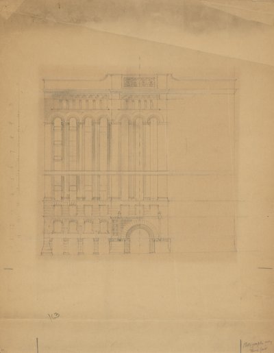 Edificio Mills, San Francisco, California, schizzo di design da Burnham and Root