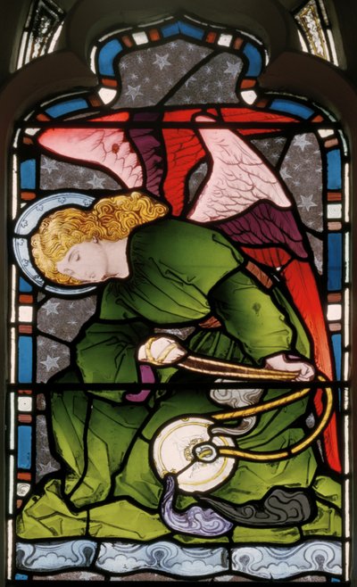 Gillingham, St Mary, Finestra Est, Heaton, Butler & Bayne, artista sconosciuto, Angelo sensibile, c.1868 da Butler and Bayne Heaton