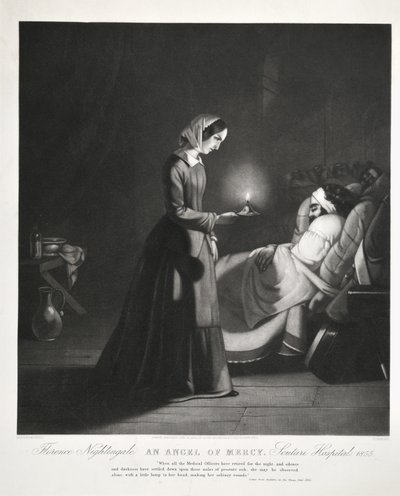 Florence Nightingale, un angelo della misericordia, Ospedale di Scutari, inciso da Tomkins, 1855 da Butterworth