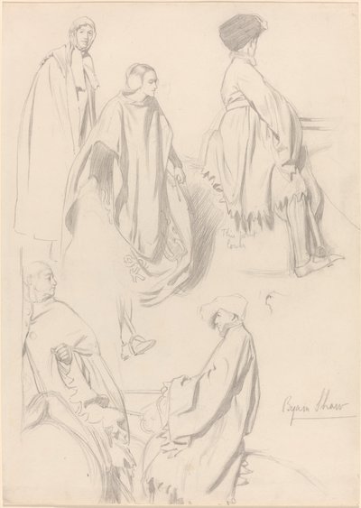 Studi di uomini e donne in abiti medievali da Byam Shaw