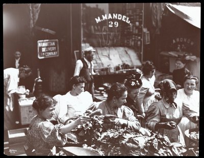 Veduta di donne che comprano verdure da un venditore ambulante in Hester Street, New York, 1898 (stampa al gelatino d