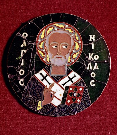 Arte bizantina: rappresentazione di San Nicola di Myra (o Bari) (IV secolo) Smalto del X secolo da Byzantine