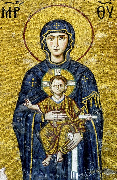 Mosaico Comneno che raffigura la Madonna con Bambino, Hagia Sophia, Turchia da Byzantine