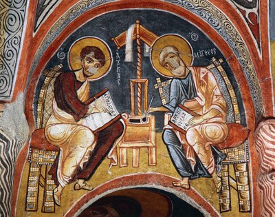 Evangelisti Marco e Giovanni che scrivono i Vangeli, Karanlik Kilise (Chiesa Oscura) (XII-XIII secolo), Goreme (Patrimonio dell