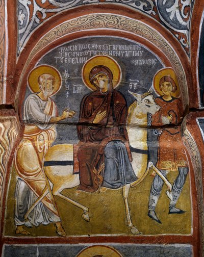 Fuga in Egitto, affresco bizantino (XII secolo), Karanlik Kilise (Chiesa Oscura) (XII-XIII secolo), Goreme (Patrimonio Mondiale dell