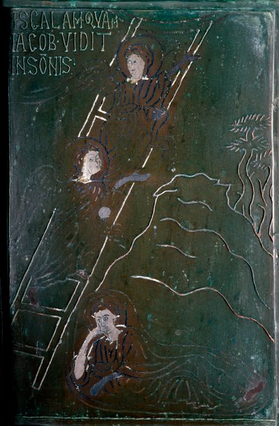Giacobbe vede in sogno gli angeli salire e scendere la scala della porta di bronzo realizzata a Costantinopoli nel 1076. Monte Sant