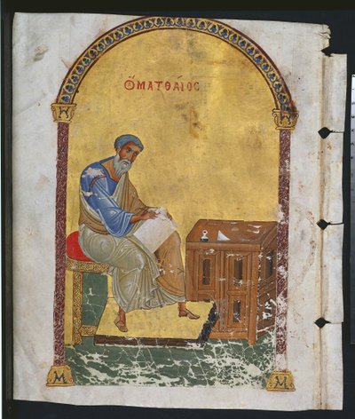 Foglio di un lezionario con San Matteo, 1057-1063 da Byzantine