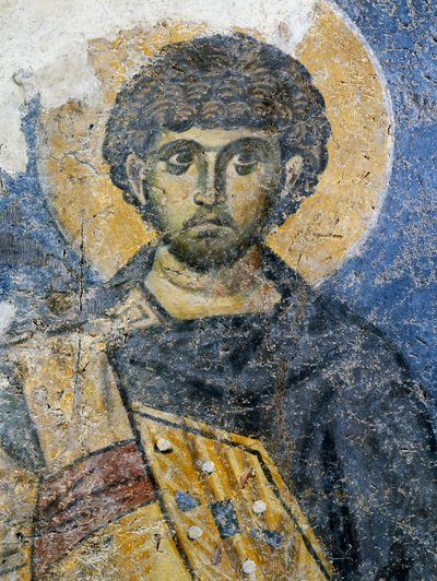 Mercurio di Cesarea, frammento di affresco da Santa Maria di Costantinopoli (oggi Moschea Odalar), Istanbul, Turchia. Civiltà bizantina da Byzantine