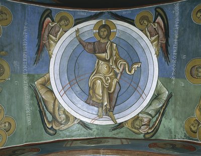 Dipinti di Gesù Cristo con angeli, Panagia Too Araka, Lagoudera, Cipro da Byzantine