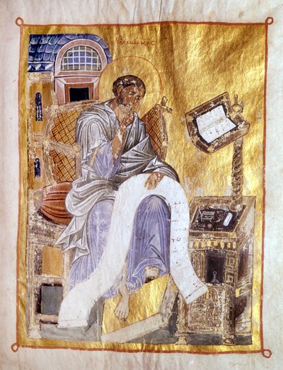 San Marco rappresentato in un manoscritto bizantino del XIII secolo, Londra, Victoria and Albert Museum da Byzantine